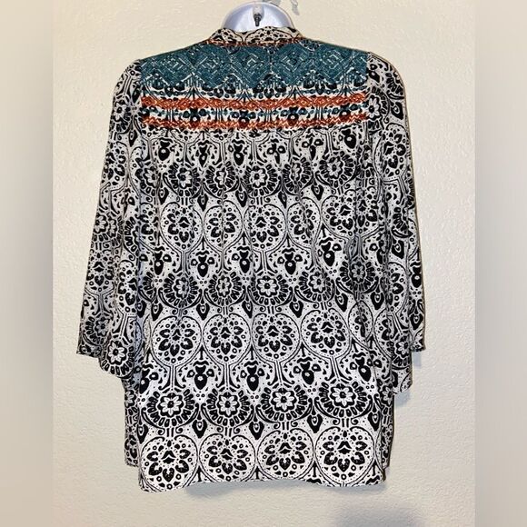 THML Boho Peasant Embroidered Floral Print Oversized peasant top size Small - Picture 7 of 9